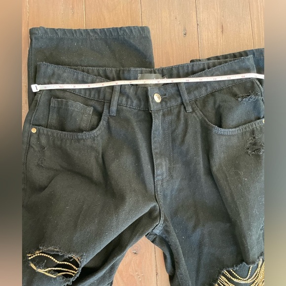 NEW Retrofete Marlowe gold embellished black Jean - Picture 8 of 9